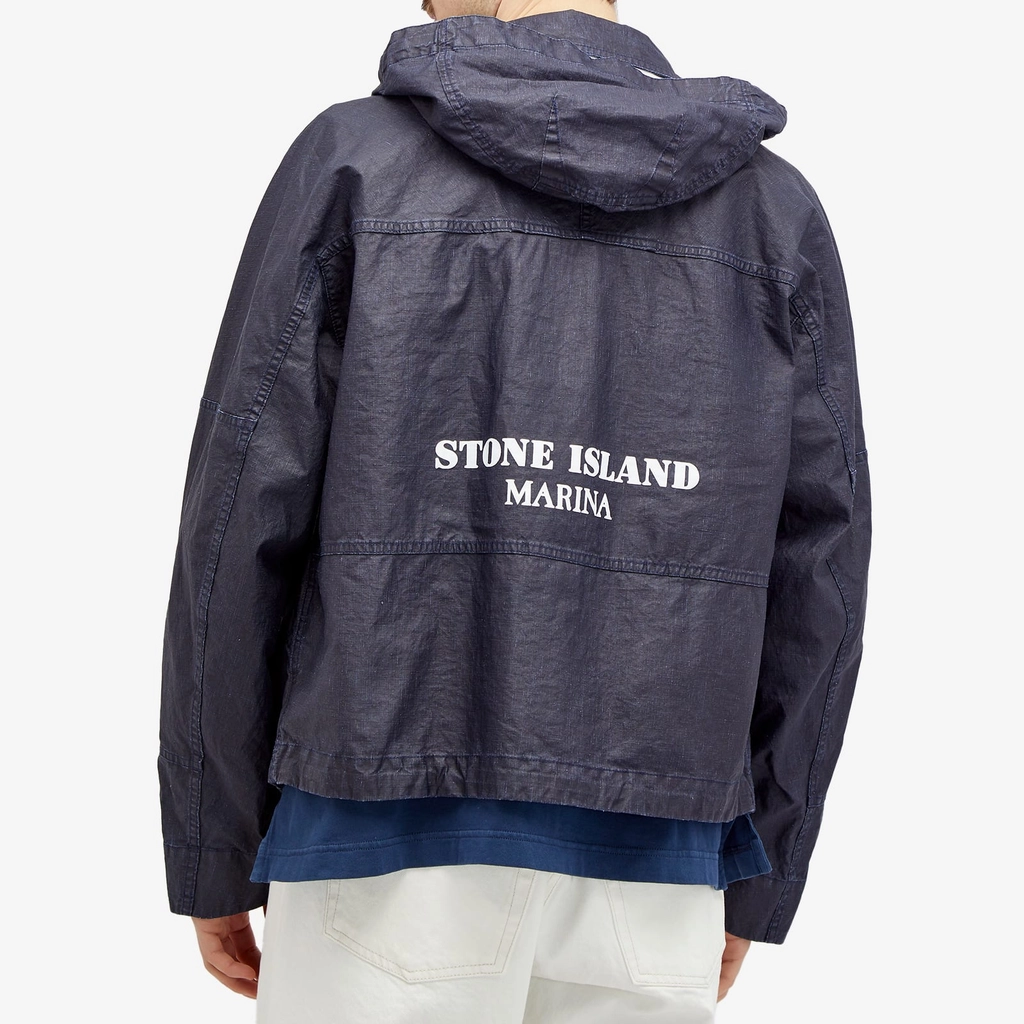 Stone Island Men's Marina Raw Linen Jacket Royal Blue